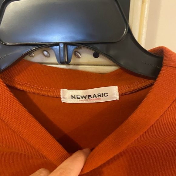 Orange vest with side bow ties with linen pants, striped blue shirt under it - Picture 5 of 5